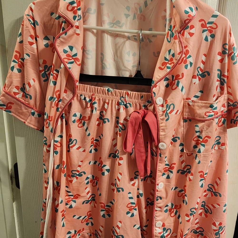 Candy Cane Print Pajama Set